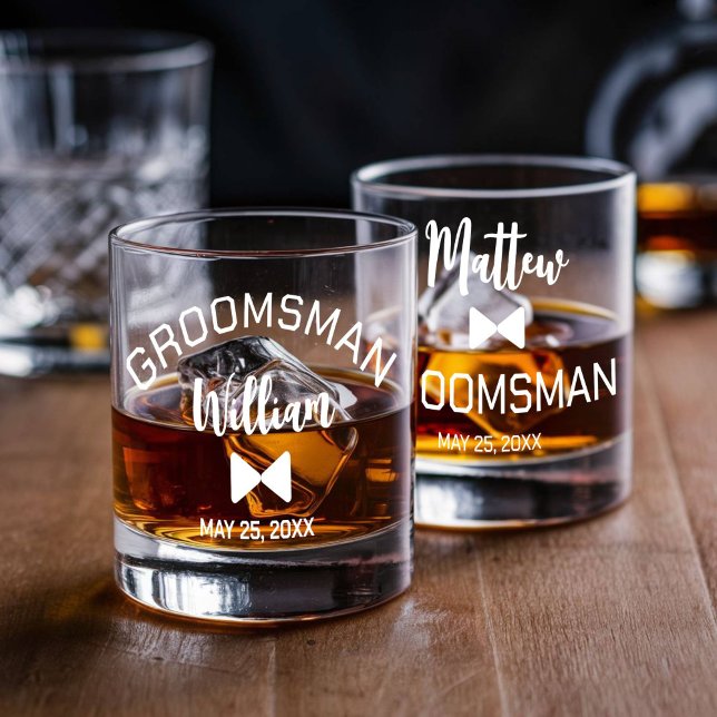 Ensemble de verre de whiskey Groomsman personnalis (groomsman whisky glass set of 2)