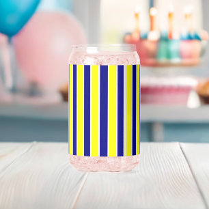 Ensemble de verre jaune bleu et blanc rayé
