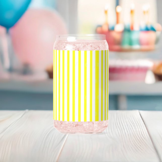 Ensemble de verre jaune et blanc rayé (Insitu (Baby Shower))