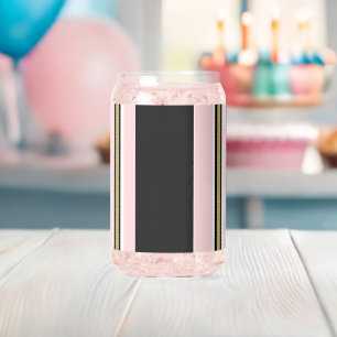 Ensemble de verre Pink & White Gold Black Stripe