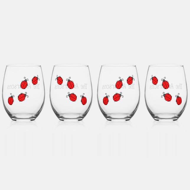 Ensemble de verres à vin Ladybugs Design  (Recto)