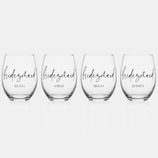 Ensemble de verres à vin personnalisés Bridesmaid