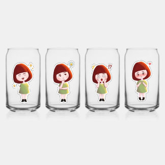 Ensemble de Verres Fille Roux Mignonne