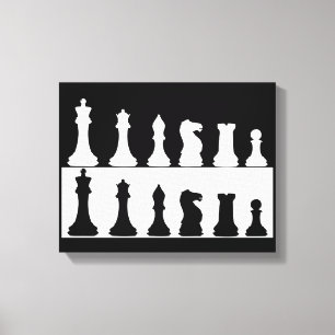 Ensemble d'échecs noir et blanc sur toile murale