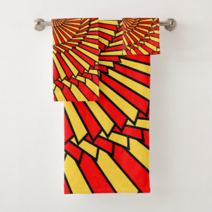 Ensemble en spirale jaune et rouge de serviette de