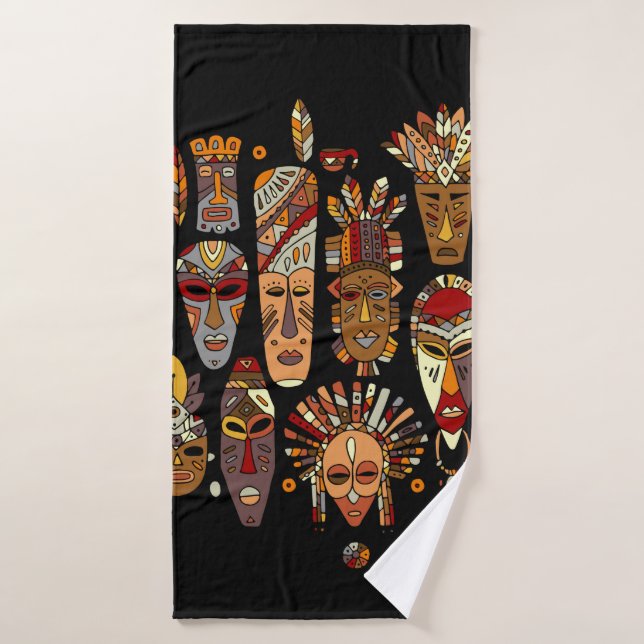 Ensemble ethnique de masque tribal, croquis (Serviette de bain)