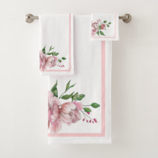 Ensemble floral de serviette de salle de bains