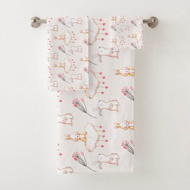 Ensemble floral simple de serviette de Pâques | de (En situation)