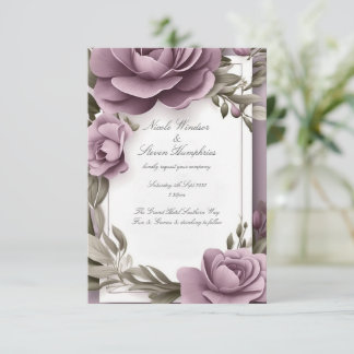 Ensemble Forever Mauve Floral Faire-part de mariag
