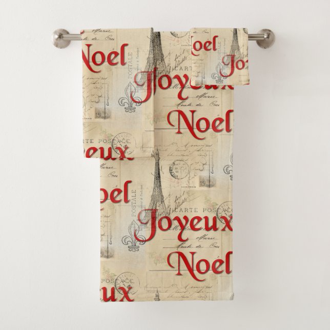 Ensemble français de serviette de Noël de cartes (En situation)