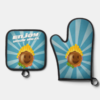 Ensemble gant et manique burger enjoy your meal