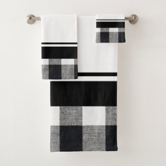 Ensemble noir et blanc de serviette de plaid