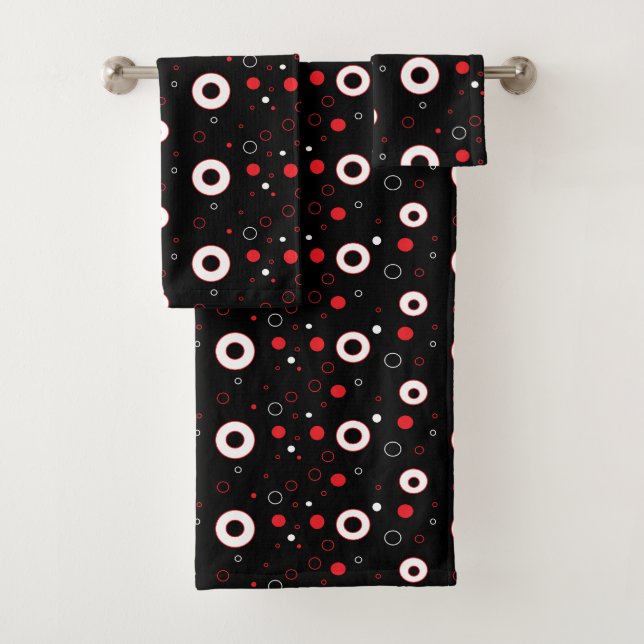 Ensemble noir rouge et de blanc de bulles de polka (En situation)