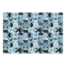 ensemble papier d'emballage de 3 feuilles motif ab