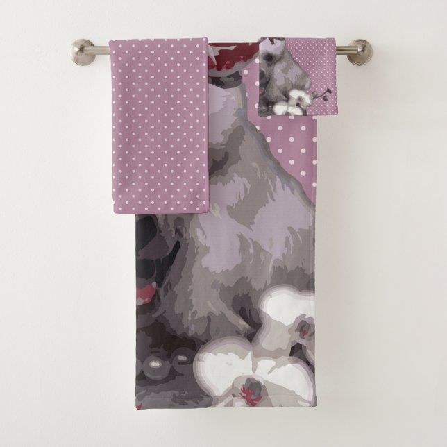 Ensemble rose de serviette de salle de bains de (En situation)