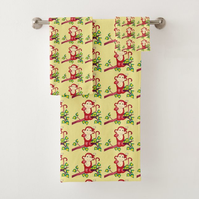 Ensemble rouge de serviette de Bath de motif de (En situation)