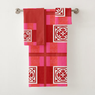 Ensemble rouge de serviette de Bath de tuile