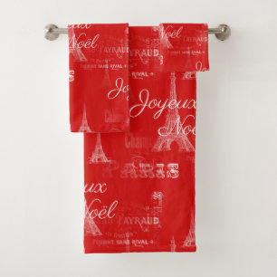 Ensemble rouge de serviette de Noël de Paris