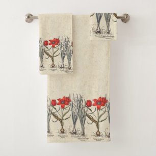 Ensemble rouge vintage de serviette de Bath de