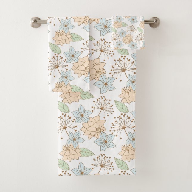 ensemble serviette de bain fleur de printemps (En situation)