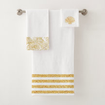 Ensemble tropical de serviette de main d'or