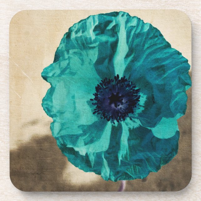 Ensemble turquoise de dessous de verre de pavot (Devant)