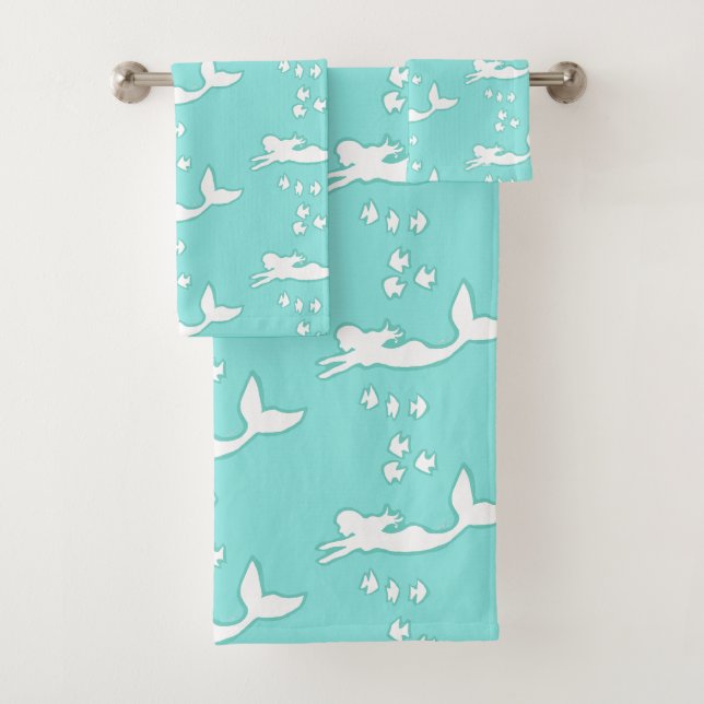 Ensemble turquoise de serviette d'Aqua de motif de (En situation)