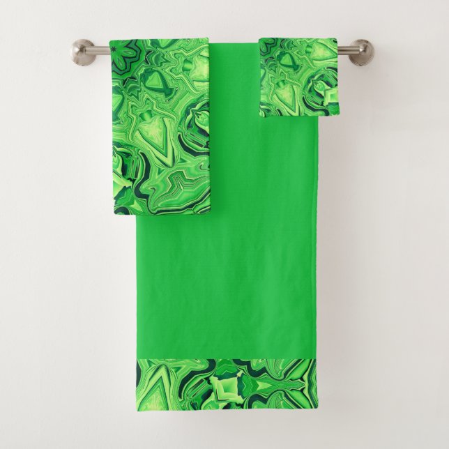 Ensemble vert de serviette de Bath de mandala (En situation)