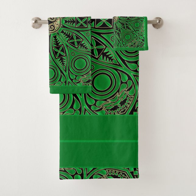 Ensemble vert irlandais de serviette de mandala de (En situation)