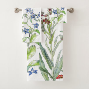 Ensemble vintage de serviette de Bath de fleurs de