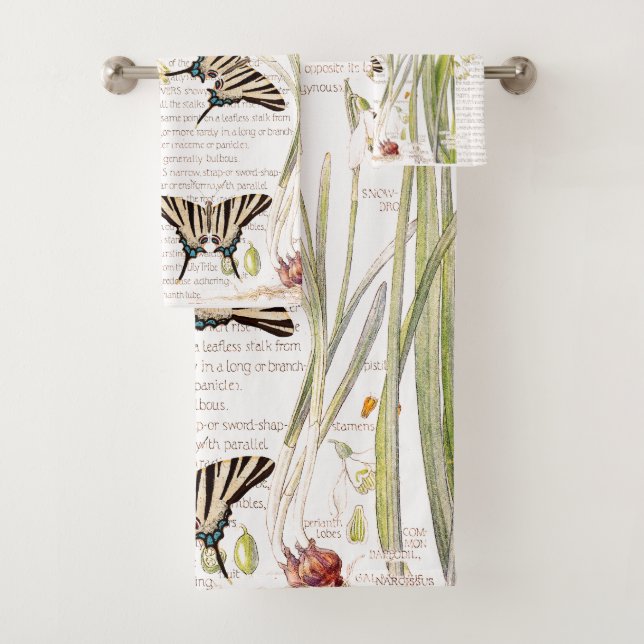 Ensemble vintage de serviette de Bath de fleurs de (En situation)