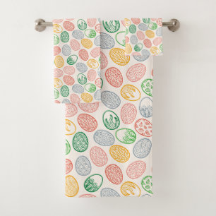 Ensemble vintage de serviette du motif   d'oeufs