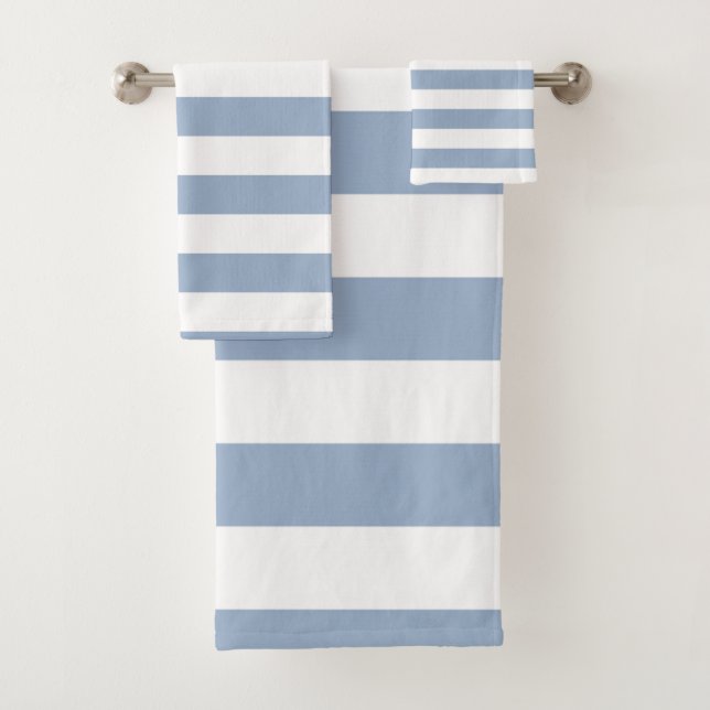 Ensembles de serviettes de bain rayées bleu et bla (En situation)
