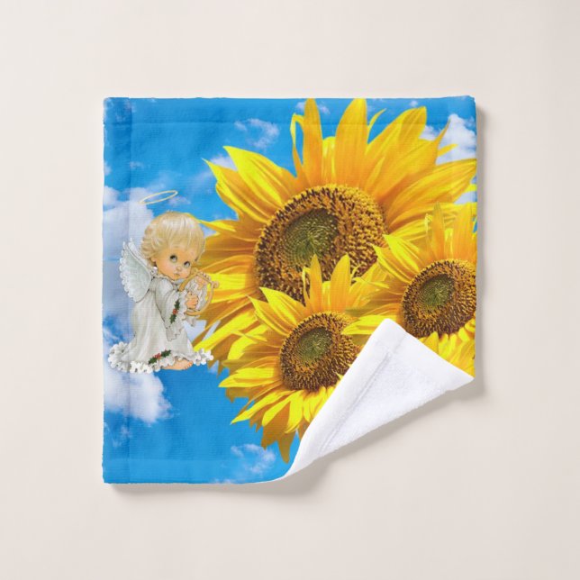 Ensembles de serviettes de bain Sunflower Angel Fl (Gant de toilette)