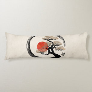 Enso Circle and Bonsai Tree on Canvas Body Pillow