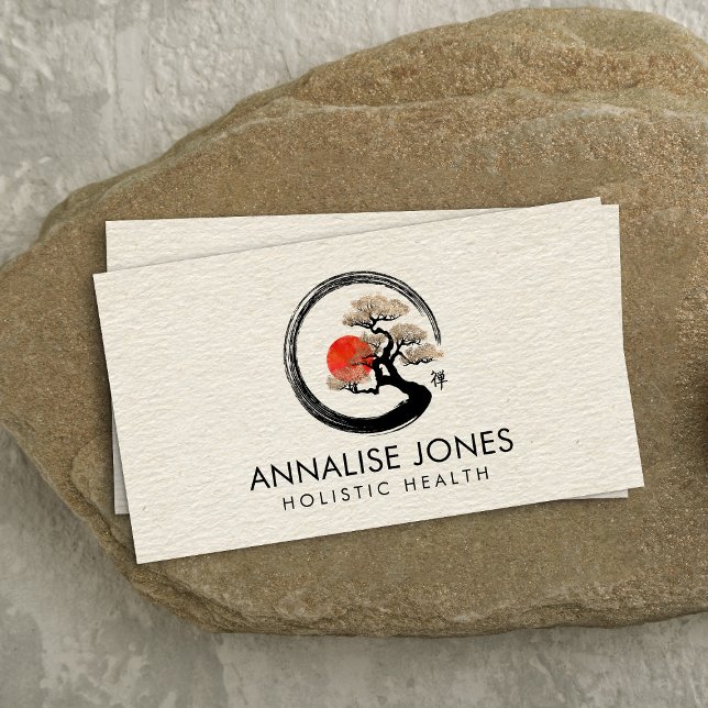 Enso Circle and Bonsai Tree on Canvas Business Card (Creator Uploaded)