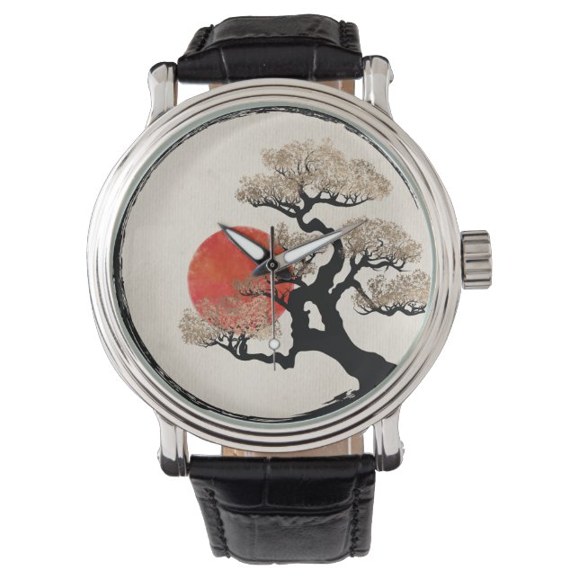 Enso Circle and Bonsai Tree on Canvas Watch (Front)