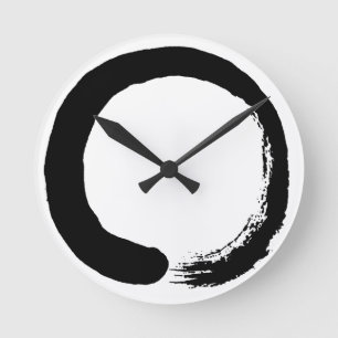 Enso Circle Zen Calligraphy Round Clock