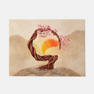 Enso Zen Blossoming Sakura Bonsai Doormat