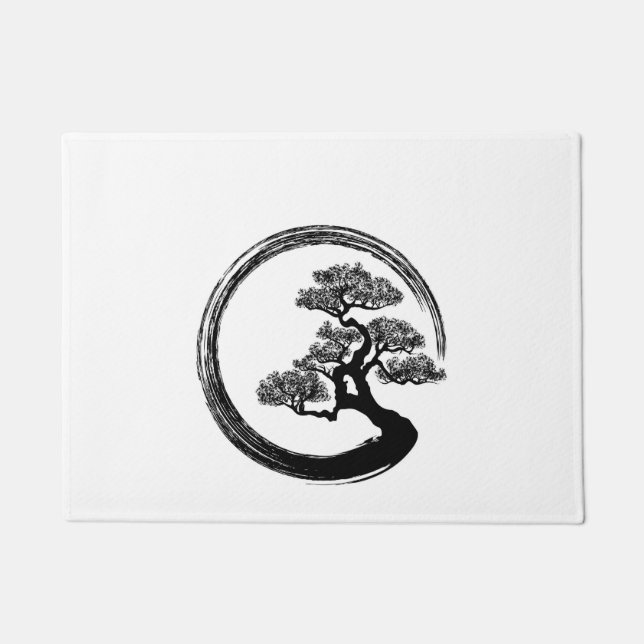 Enso Zen Circle and Bonsai Tree Doormat (Front)