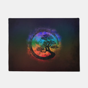 Enso Zen Circle and Bonsai Tree Nebula Doormat