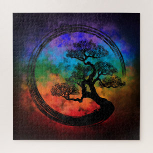 Enso Zen Circle and Bonsai Tree Nebula Jigsaw Puzzle