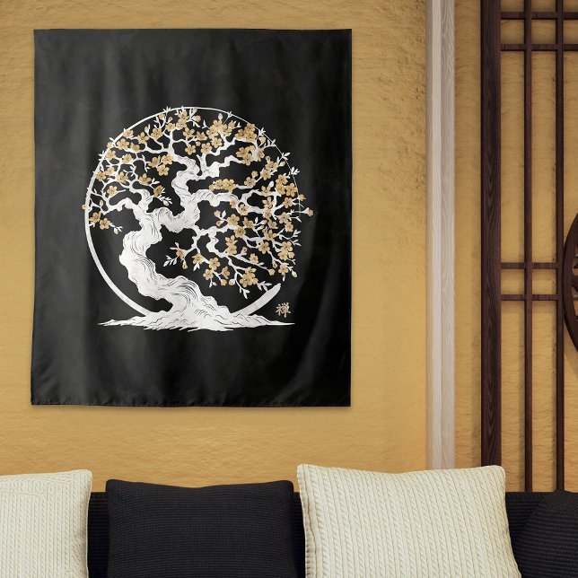 Enso Zen Circle Sakura tree Tapestry (Creator Uploaded)