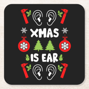 ENT Doctor Christmas Square Paper Coaster