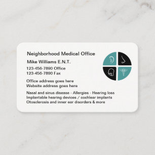 ENT Otolaryngologistes Cartes de visite d'état-maj