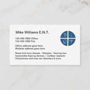 ENT Otolaryngologists Medical Business Cards