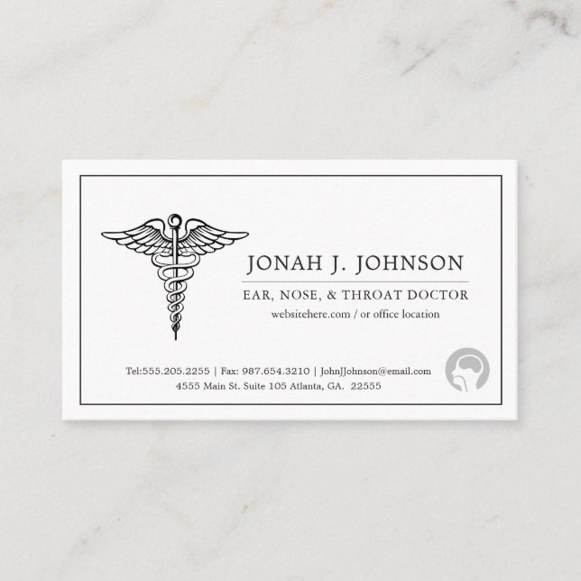 ENT | Otorhinolaryngology| Minimalist Lined Border Business Card (Front)