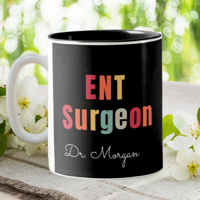 ENT Surgeon Doctor Otolaryngology Personalized  Two-Tone Coffee Mug (Creator Uploaded)