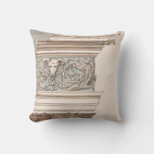 Entablature Vintage Drawing Illustration Throw Pillow