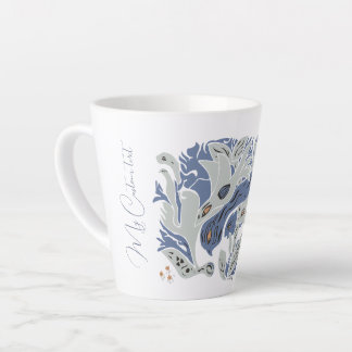 Entangled Birds Customizable text blue/grey TWArt Latte Mug